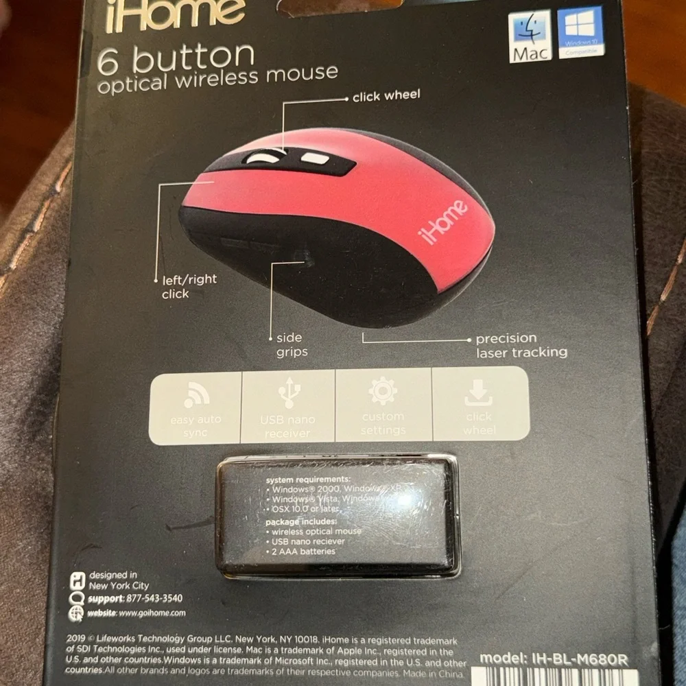 iHome red and black usb Optical Wireless Mouse Brand New Sealed